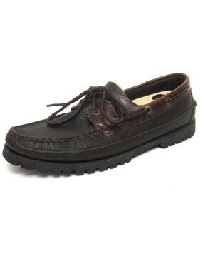 Sperry Mens Size 10 M 2 Eye Lug Chunky Sole Boat Shoes Pebbled Leather Brown